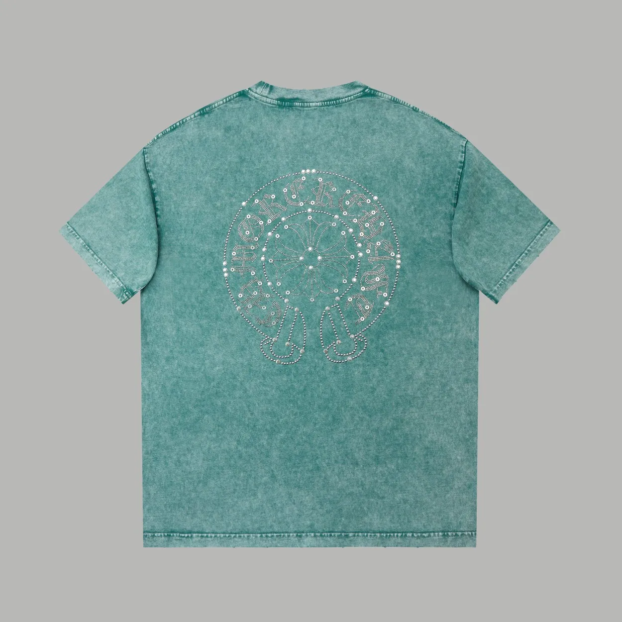 🅿️230 ✨CH✨🆕25SS spring and summer new style Crow ✝ embroidered short-sleeved frame Light luxury essential item for daily commuting for men and women Correct version Welcome to compare Detailed features · 280g 100% pure cotton double yarn jersey fabric · Custom dyed in the same vat, special thickened 32 count double-ply 1X1 thread · Imported Australian pearlescent diamonds✝patterns➕hardware nuts are stamped at high temperature. Ready-made garments are dyed and then faded and fried with snowflakes and frayed. Then washed to make them look old. General washing improves the effect · Double-needle sewing and seam-crossing process · Original main mark washed tag brand moisture-proof paper packaging Color: black/rock coffee/green/red/blue Size: S/M/L/XL